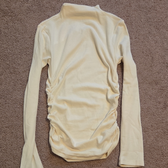 OGL Tops - OGL Cream Long Sleeve Ruched Mock Neck Top